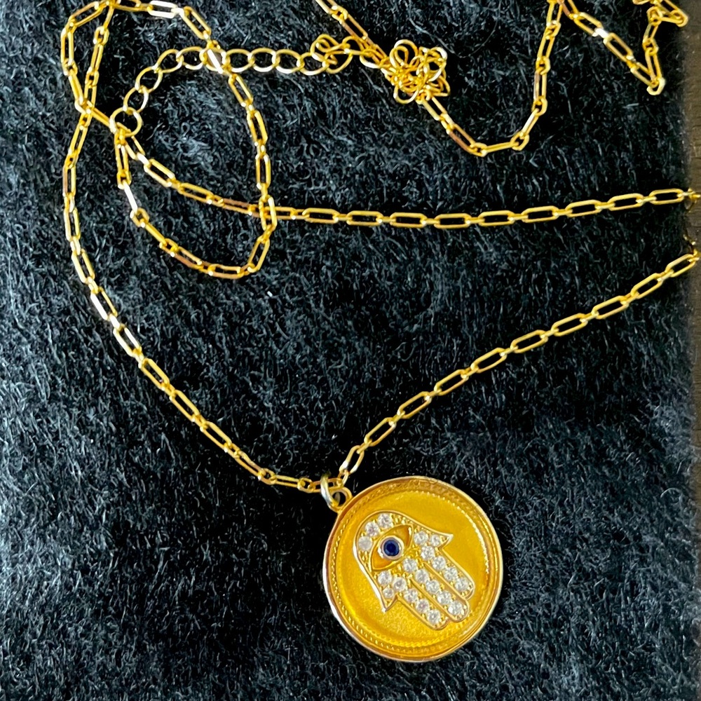 Tabitha Webb EVIL EYE HAMSA HAND NECKLACE